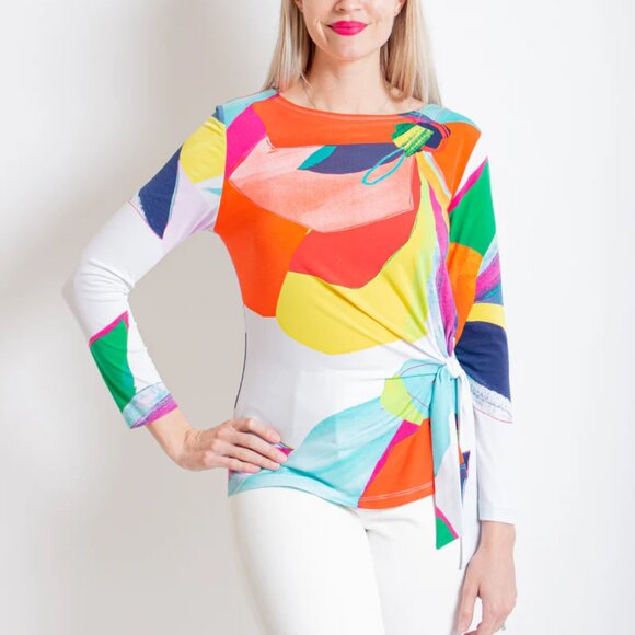 Clara Sun Woo Tops - Clara Sun Woo Sunburst Vibrant Petal Side Tie Waist Top Women's size XL